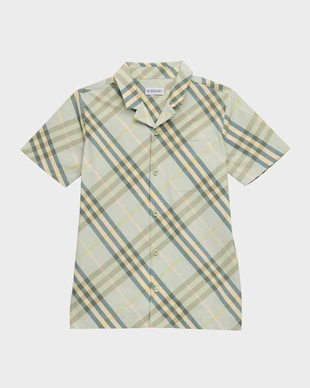 Boy's Check-Print Button Down Shirt, Size 3-14